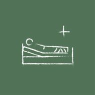 Patient lying on the bed icon drawn in chalk