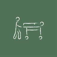 Man pushing stretchers icon drawn in chalk