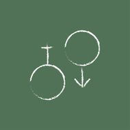 Male and female symbol icon drawn in chalk N2