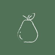 Pear icon drawn in chalk