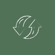 Two circular arrows icon drawn in chalk