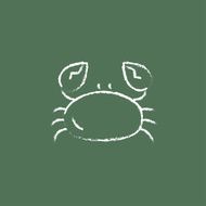 Crab icon drawn in chalk