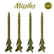Set missile khaki isolated on white background Low poly style