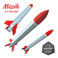 Set missile isolated on white background Low poly style Vector