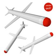 Set cruise missile isolated on white background Low poly style