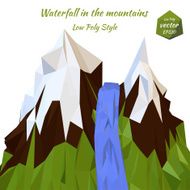 Landscape mountain river and snow-capped peaks Vector