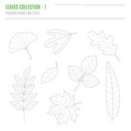 Set of leaves in modern line style N2