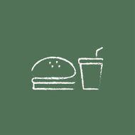 Fast food meal icon drawn in chalk