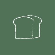 Half of bread icon drawn in chalk N2