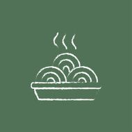 Plate of a hot mealicon drawn in chalk