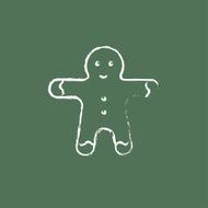 Gingerbread man icon drawn in chalk N2