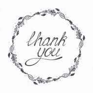Illustration with THANK YOU hand lettering and floral frame Template