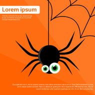 Spider Web Black Funny Eyes Flat Icon Silhouette