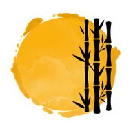 Bamboo trees backlit and watercolor