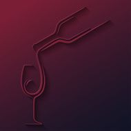 wine glass bottle paper cut vector background