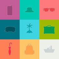 Travel silhouette flat Icons set