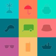 Travel silhouette flat Icons set N2