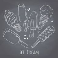 Set of hand drawn different ice cream Food design for N2