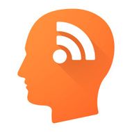 Male head icon with a RSS sign N2