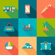 Travel flat colour Icons with shadow