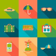 Travel flat colour Icons with shadow N2