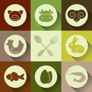 Set of retro food icons