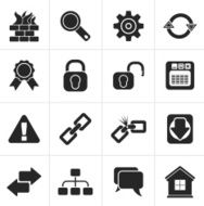 Black Internet and web site icons