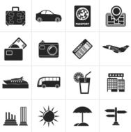 Black Travel and Vacation Icons N4
