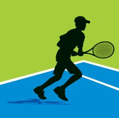 Tennis Player Background - Running Down Ball Young Male