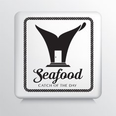 Square Icon With Catch Of the Day Seafood Restaurant