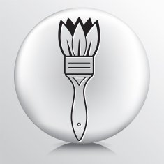 Round Icon With Leaf Eco Environmental Paintbrush