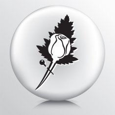 Round Icon With Rose Boutonniere Florist Symbol