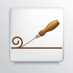Square Icon with Wood Chisel Tool