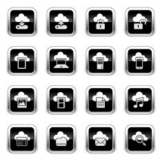 Supergloss Black Icons - Cloud Computing