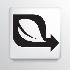 Square Icon with Black Leaf Arrow