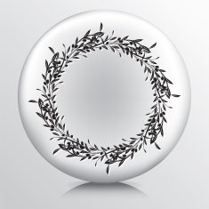 Round Icon With Olive Branches Wreath
