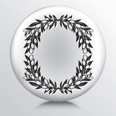 Round Icon With Olive Branches Wreath N2