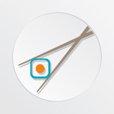 Sushi Restaurant Icon California Rolls And Chopsticks