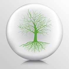 Round Environment Icon With Bare Tree And Roots