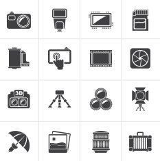 Black Photography equipment icons