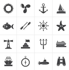Black Marine and sea icons