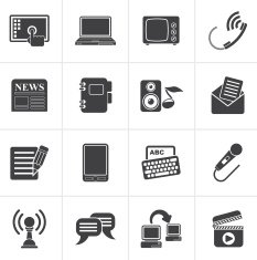 Black Communication and connection icons