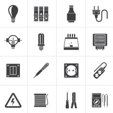 Black Electrical devices and equipment icons