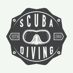 Diving logos labels and slogans in vintage style