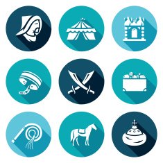 Mongol -Tatar yoke icons set Vector Illustration