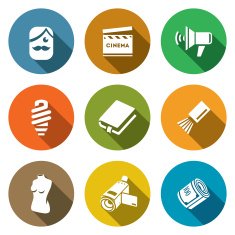 Actor and film industry icons set Vector Illustration
