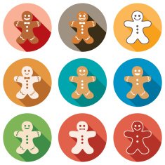 vector flat icons of gingerbread men