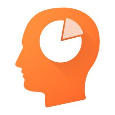 Male head icon with a pie chart