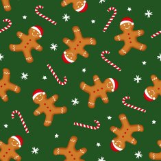 Gingerbread man is decorated in Xmas hat and candy cane N2