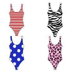 Fashion Illustration - different type of one piece swim suit N2